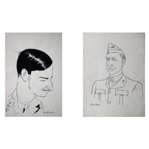 Ronald Searle Original Officer Portraits, 1940s