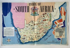 An original vintage illustrated pictorial poster map - the Union of South Africa